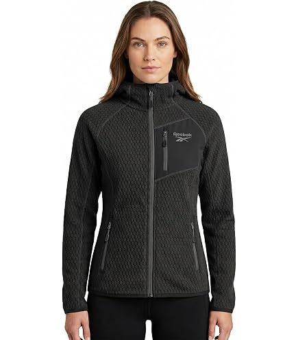 PING ブラックジャケット 3L✨大お得✨ Reebok Womens Long Double Sided Fleece Zip-Up Jacket, Black, S at